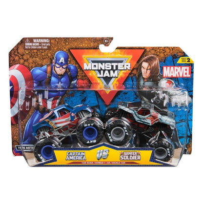 Monster Jam, Marvel Official Captain America vs Winter Soldier Die-Cast Monster Trucks, 1:64 Scale, Kids Toys for Boys and Girls Ages 3 and up