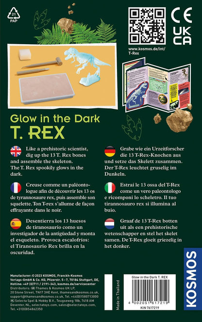 KOSMOS 617219 T-REX - Kit di sperimentazione per bambini dai 7 anni in su, dinosauri, fossili, scavo, tempo immemorabile, pensierino, regalo, istruzioni multilingue
