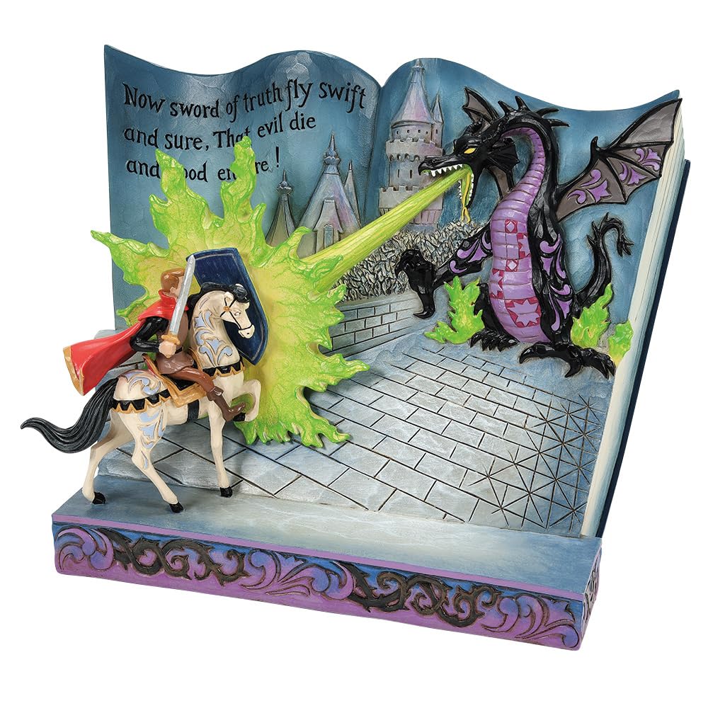 Jim Shore Enesco Dianey Traditions 6013068 Prince Philip and Dragon Storybook Figurine 6.5"