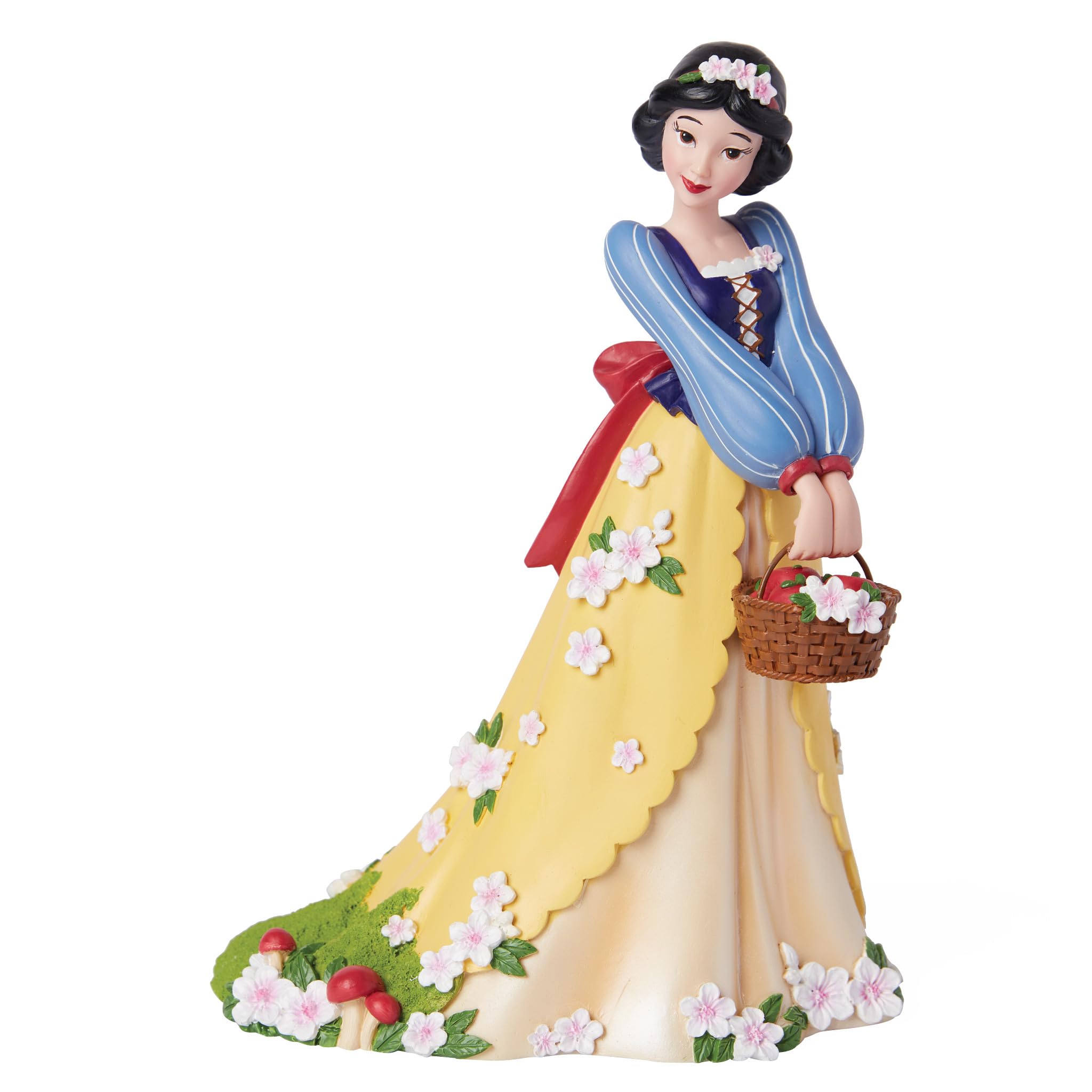 Enesco Disney Showcase, statuetta botanica di Biancaneve che tiene un cesto di mele, 20 cm, multicolore