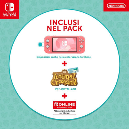 Nintendo Console Switch Lite Animal Crossing: New Horizons Isabelle Aloha edition (corallo) con gioco preinstallato e abbonamento 12 mesi Switch Online Ac Turch