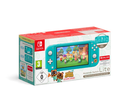 Nintendo Switch Lite Console Animal Crossing: New Horizons Timmy e Tommy Aloha edition (Turchese) con Gioco preinstallato e abbonamento 12 mesi Switch Online