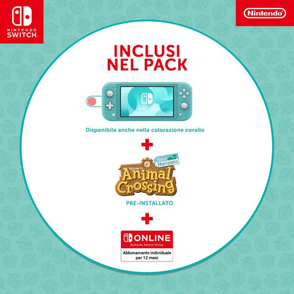 Nintendo Switch Lite Console Animal Crossing: New Horizons Timmy e Tommy Aloha edition (Turchese) con Gioco preinstallato e abbonamento 12 mesi Switch Online