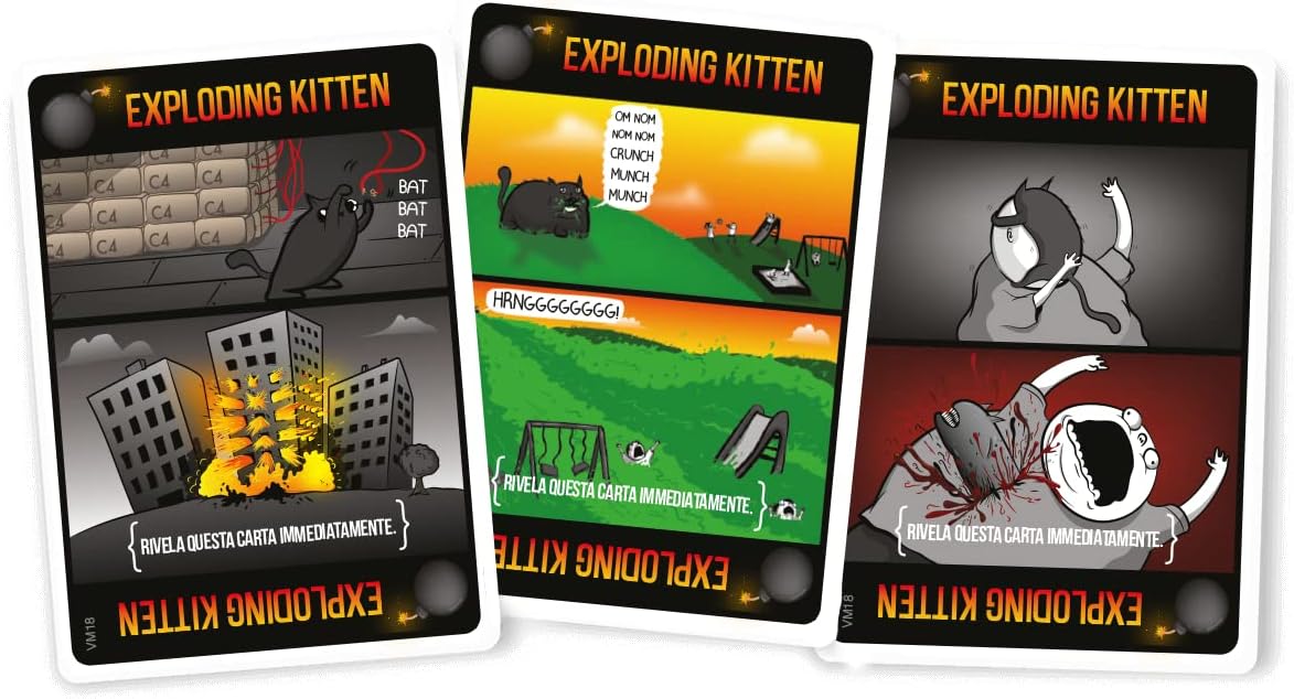Asmodee, Exploding Kitten, VM18, 8541 Italien, schwarz, EKEK02IT