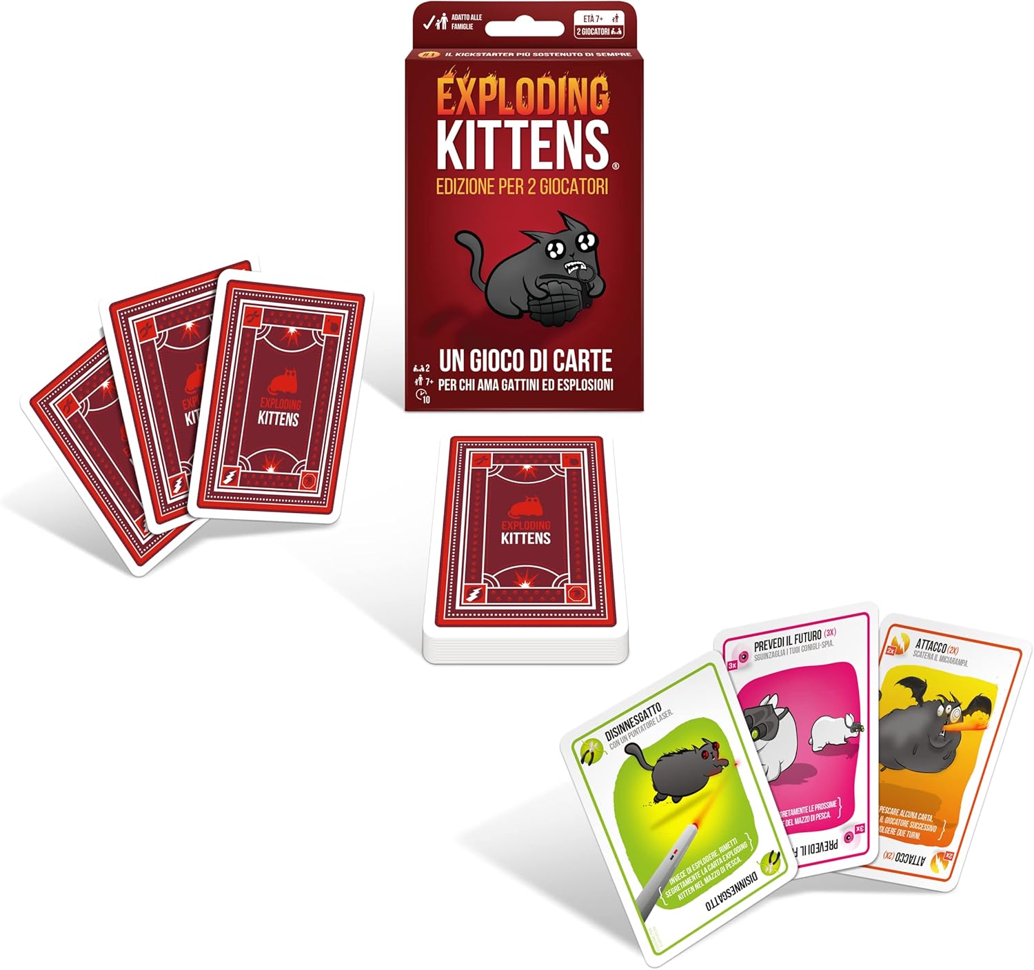 Asmodee Exploding Kittens, Edizione per 2 Giocatori, Gioco da Tavolo, 7+ Anni, Edizione in Italiano