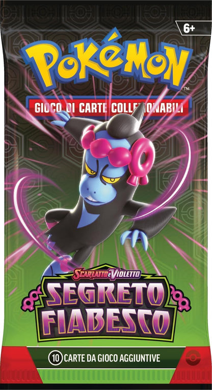 Pokémon Confezione da tre buste di espansione con Pecharunt dell’espansione Scarlatto e Violetto - Segreto Fiabesco del GCC (tre buste e una carta promozionale olografica), edizione in italiano