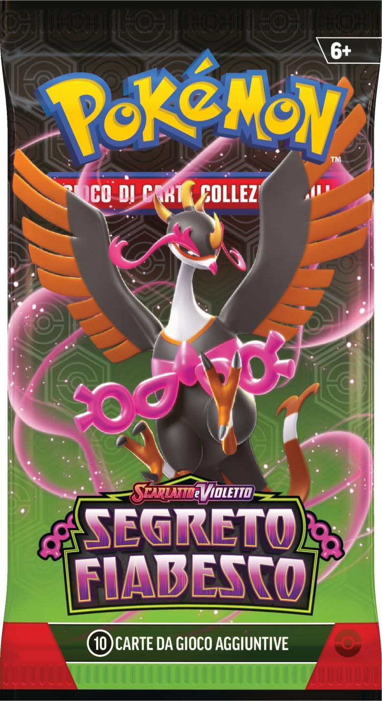 Pokémon Confezione da tre buste di espansione con Pecharunt dell’espansione Scarlatto e Violetto - Segreto Fiabesco del GCC (tre buste e una carta promozionale olografica), edizione in italiano