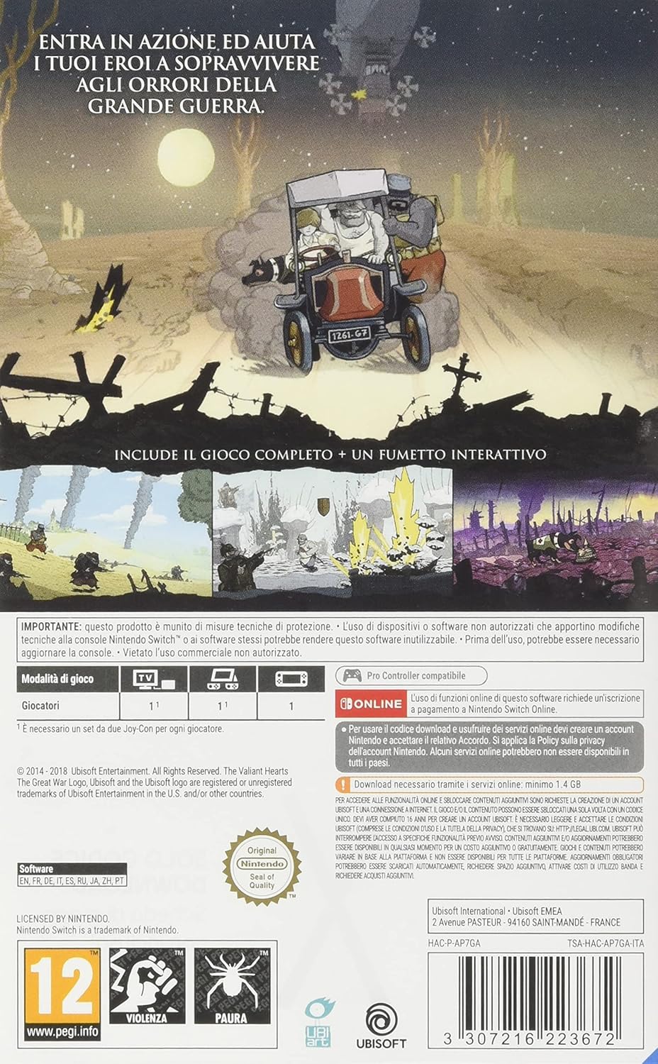 Nintendo Switch: Valiant Hearts The Great War (Code In Box / Solo Download)