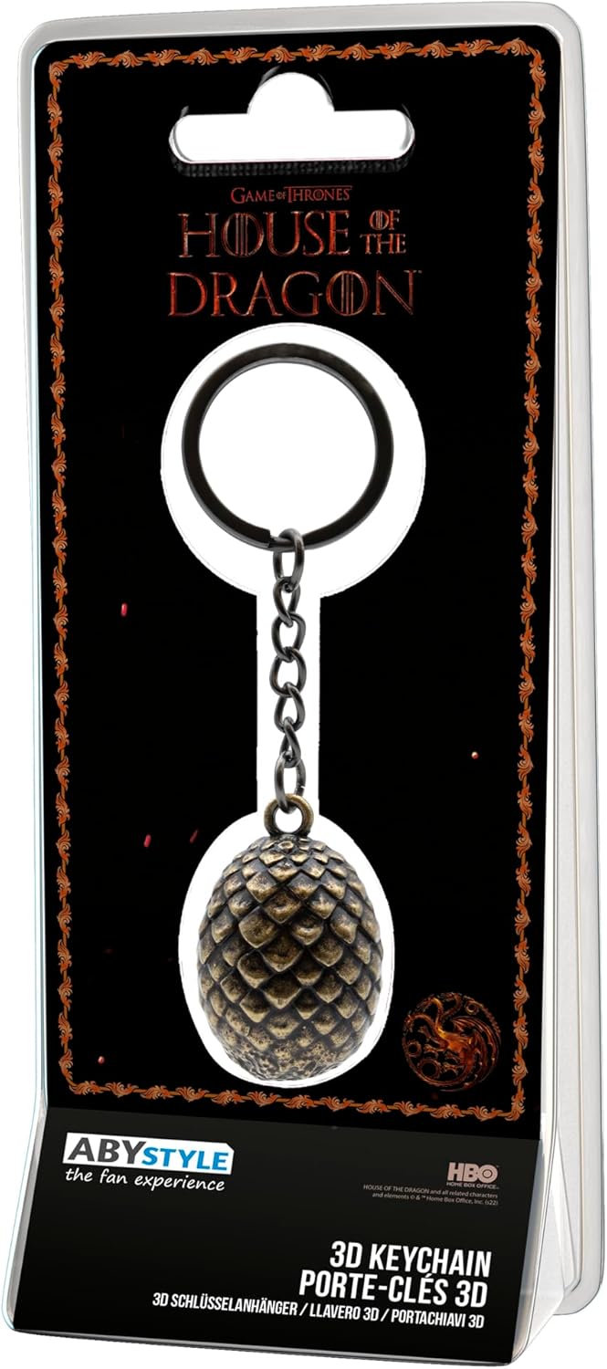 ABYSTYLE - House OF THE DRAGON Portachiavi 3D Uovo di drago, argento, Dimensions : H. 3,5 cm x L. 2,7 cm