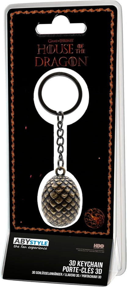 ABYSTYLE - House OF THE DRAGON Portachiavi 3D Uovo di drago, argento, Dimensions : H. 3,5 cm x L. 2,7 cm