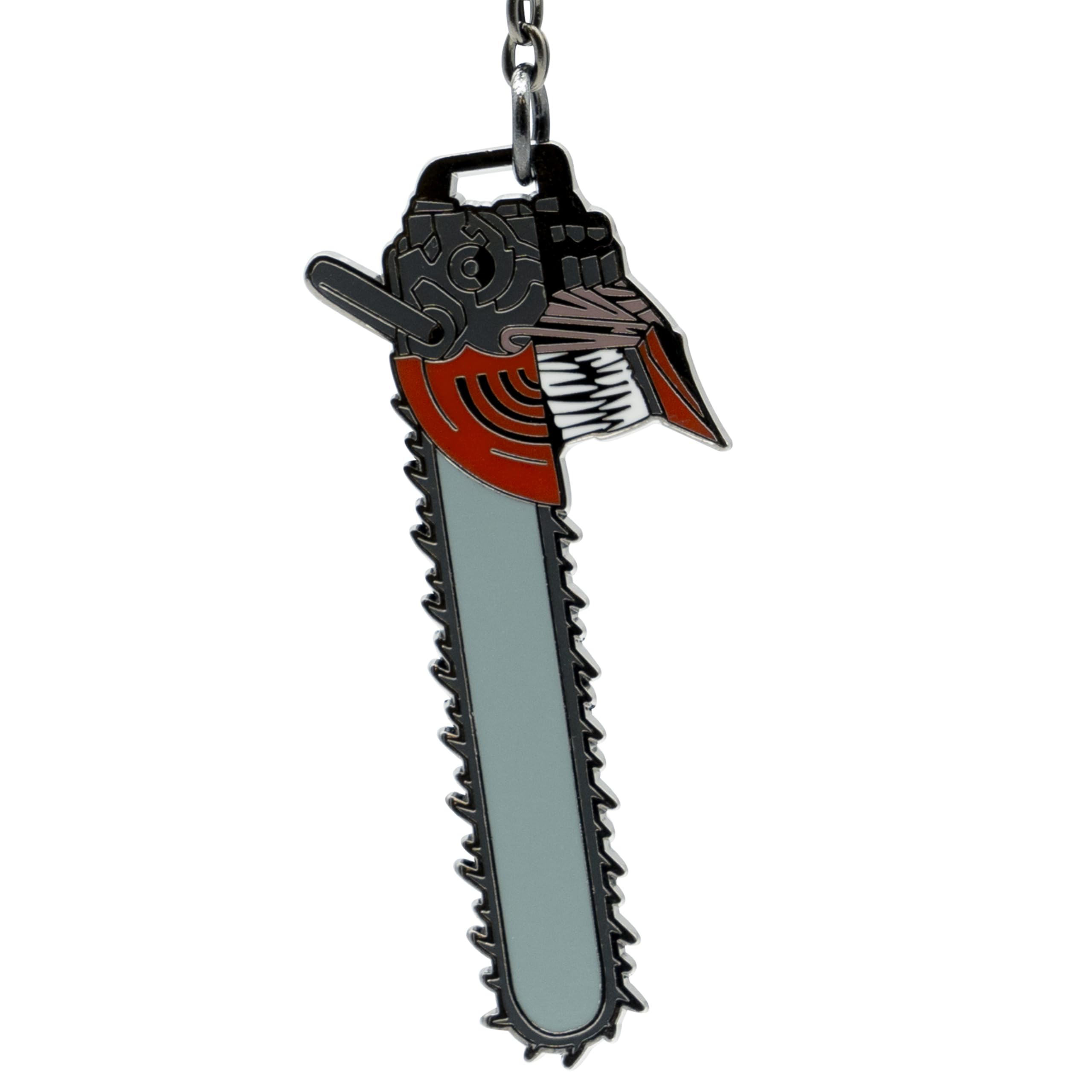 ABYSTYLE - Chainsaw Man Schlüsselanhänger Chainsaw Man Kopf, Grau Rot Schwarz Weiß, Dimensions : H. 6 cm x L. 2.5 cm