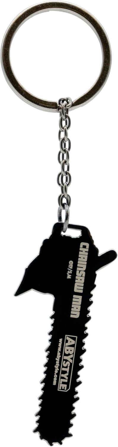 ABYSTYLE - Chainsaw Man Schlüsselanhänger Chainsaw Man Kopf, Grau Rot Schwarz Weiß, Dimensions : H. 6 cm x L. 2.5 cm