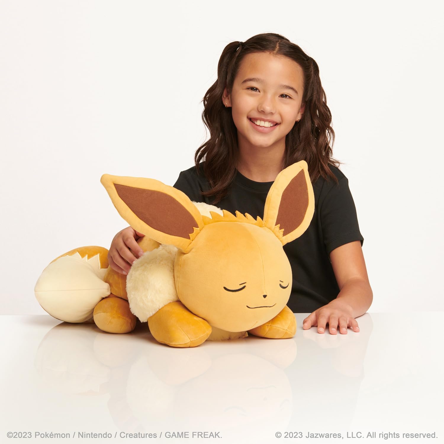 Bandai Pokémon Peluche Evoli (Eevee) 40 cm – Peluche morbido che dorme – JW0222