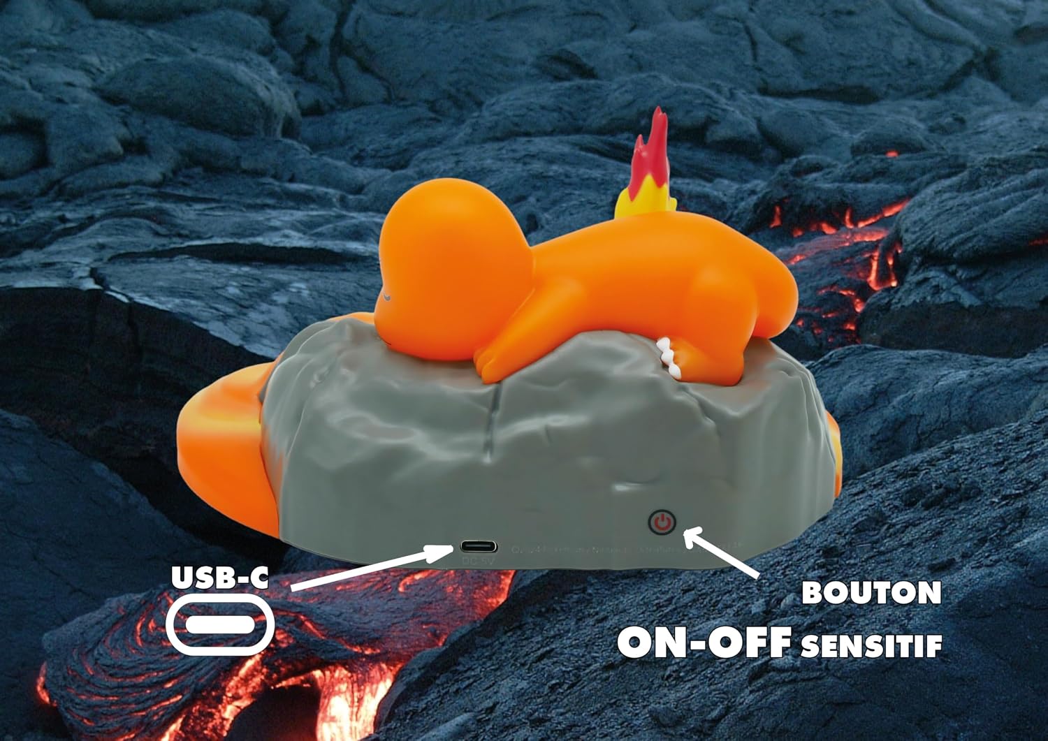 Teknofun - Officiële Pokemon-licentie - Lichtgevende scène POKEMON Charmander Light Figure - USB-C - voor verzameling voor kinderen - 811402