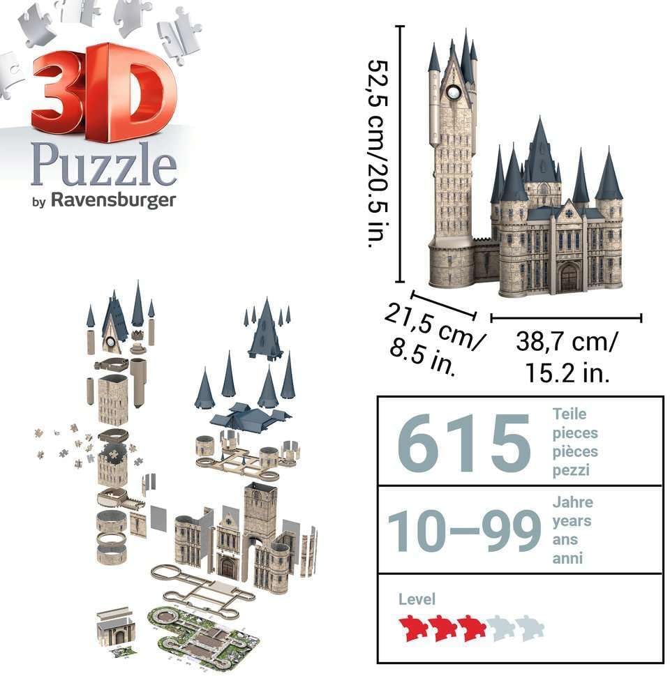 Ravensburger 3D Puzzle 11277 - Harry Potter Hogwarts Schloss - Astronomieturm - 615 Teile - Für alle Harry Potter Fans ab 10 Jahren