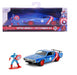 Jada Toys - Marvel Captain America 1971 Plymouth GTX inkl. Captain America Figur, Modellauto aus Metall, 1:32, Türen zum Öffnen, 13,5 cm, für Fans und Kinder ab 8 Jahre, Schwarz