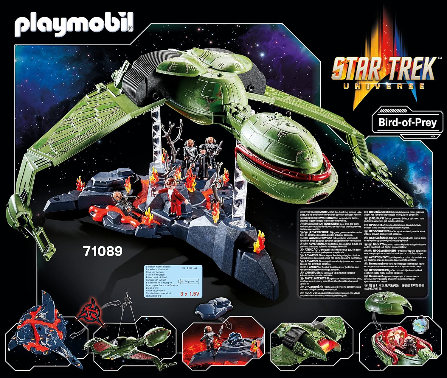 PLAYMOBIL 71089 Star Trek - Klingonenschiff: Bird-of-Prey, Klingonenschiff mit Lichteffekten, Original-Sounds und Sammelfiguren, Für Star Trek-Fans und Kinder ab 10 Jahren