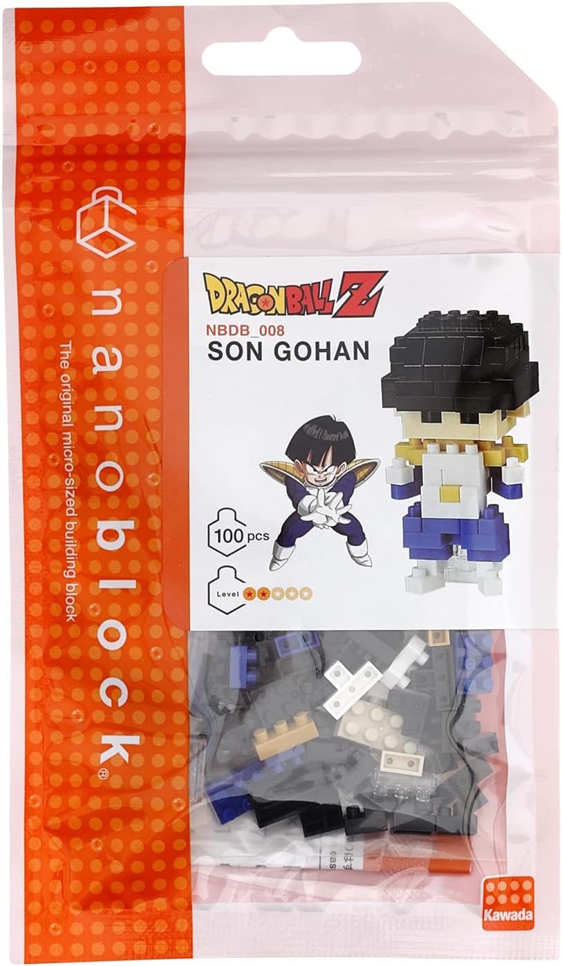 Bandai - Nanoblock - Figurine Dragon Ball Z - Son Gohan - Mini-Figur mit 110 Bausteinen - Bausatz Figur Modell - Baukit Spielzeug für Kinder ab 12 Jahren - Jugendliche Erwachsene - NBDB008