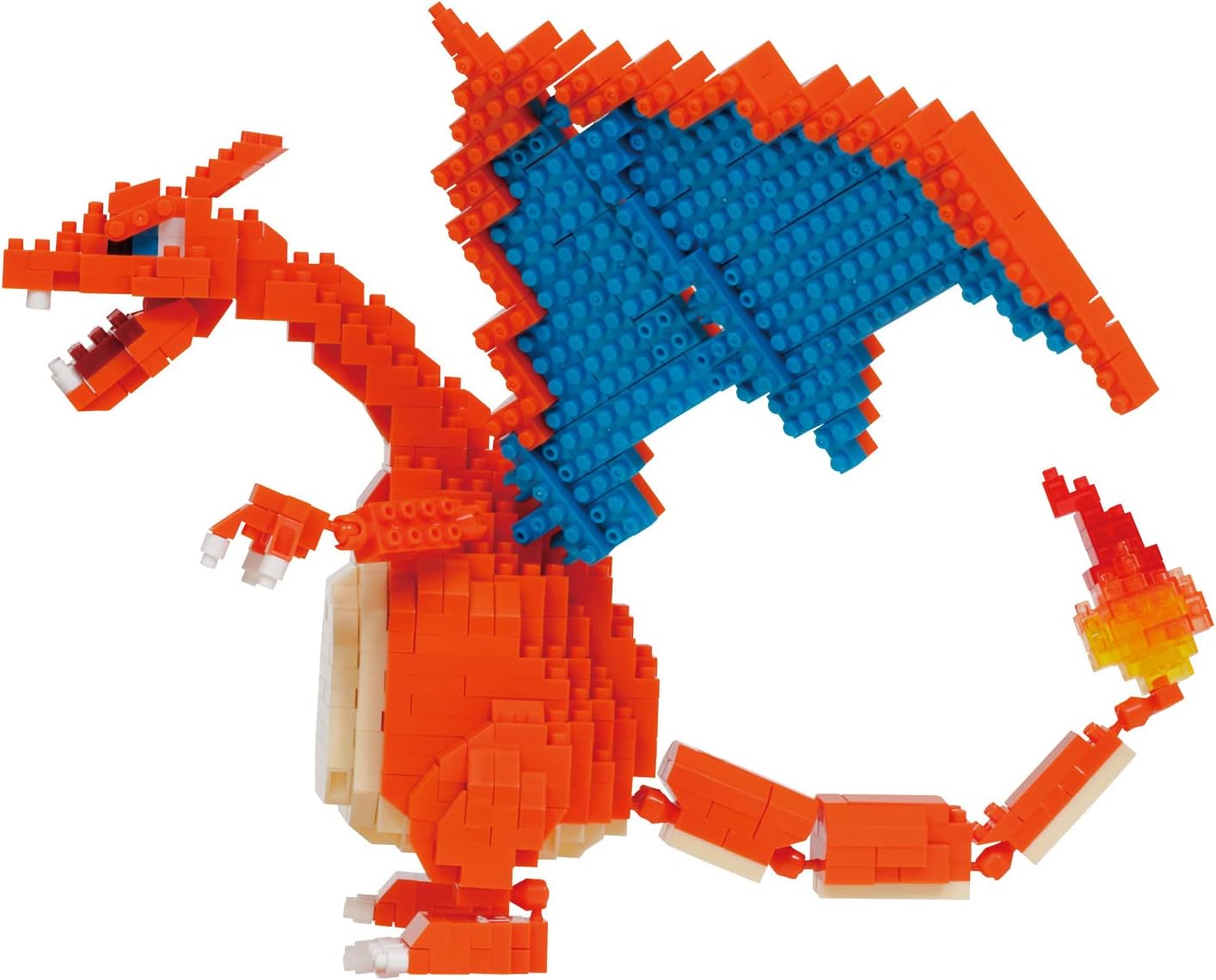 Bandai - Nanoblock - Pokémon Figur Charizard - Mini-Figur mit 860 Bausteinen - Konstruktionsspielzeug Mini-Bausteine Figur - Baukit Spielzeug für Kinder ab 12 Jahren - Jugendliche Erwachsene - NBPM80