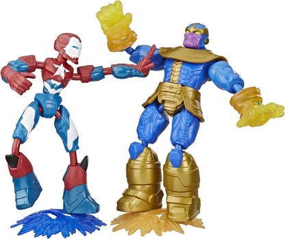 Avengers - Iron Patriot contro Thanos Bend and Flex Dualpack (2 Action figure flessibili 15 cm)