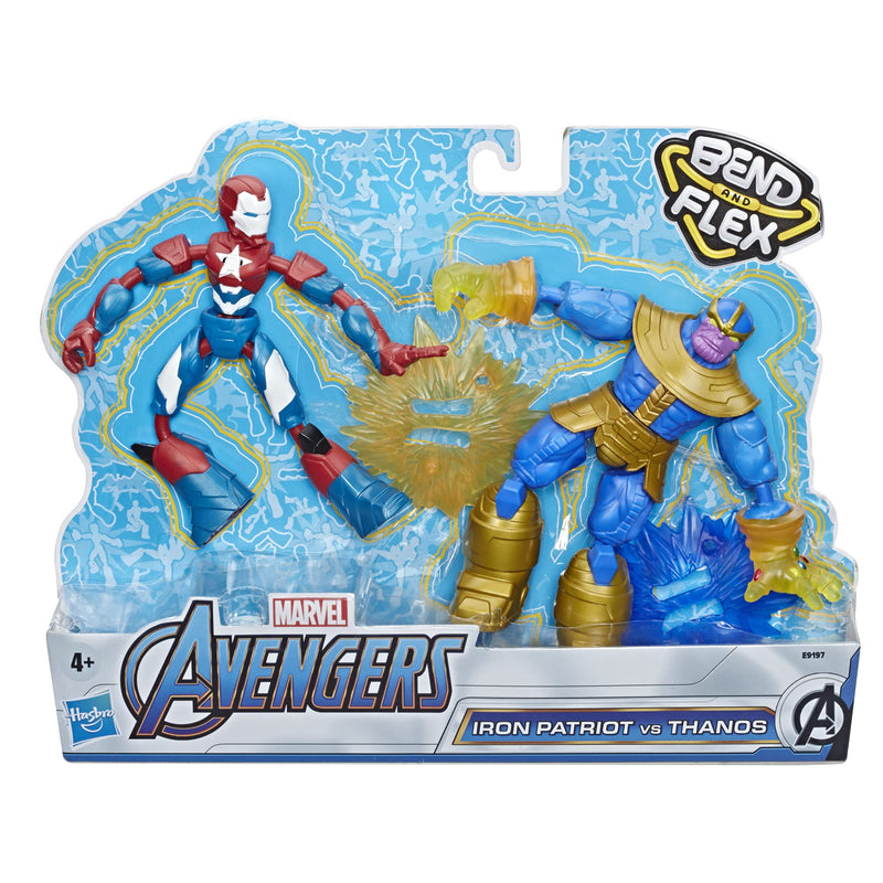 Avengers - Iron Patriot contro Thanos Bend and Flex Dualpack (2 Action figure flessibili 15 cm)