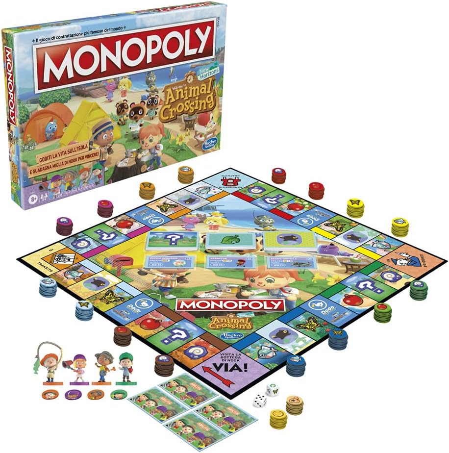 Hasbro Monopoly Edition Animal Crossing New Horizons, lustiges Brettspiel für Kinder ab 8 Jahren, 2 bis 4 Spieler, Mehrfarbig.