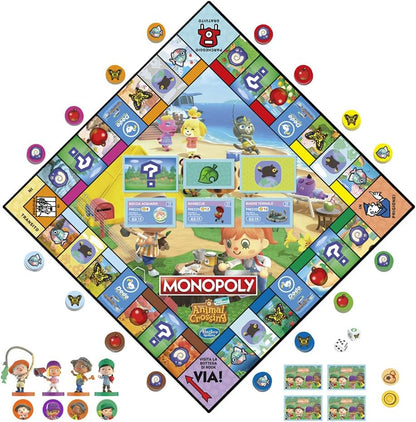 Hasbro Monopoly Edition Animal Crossing New Horizons, lustiges Brettspiel für Kinder ab 8 Jahren, 2 bis 4 Spieler, Mehrfarbig.