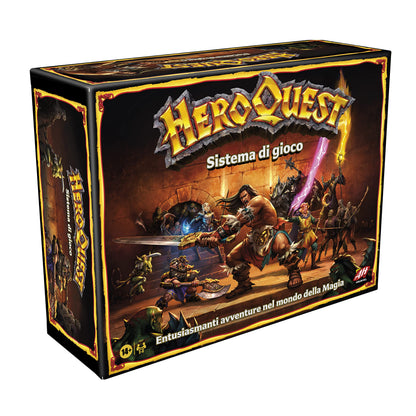 Hasbro Gaming - Avalon Hill, Heroquest, Adventurspiel Fantasy im Dungeon Crawler Stil mit über 65 Miniaturen, ab 14 Jahren in Su, für 2-5 Spieler (italienische Version), F2847803, Mehrfarbig