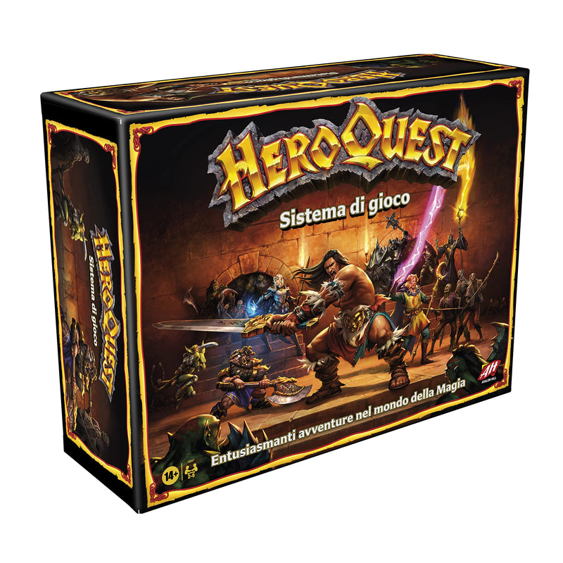 Hasbro Gaming - Avalon Hill, Heroquest, Adventurspiel Fantasy im Dungeon Crawler Stil mit über 65 Miniaturen, ab 14 Jahren in Su, für 2-5 Spieler (italienische Version), F2847803, Mehrfarbig