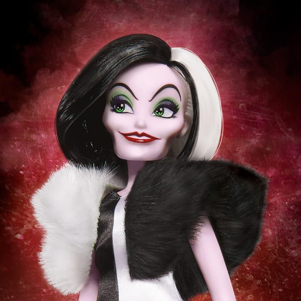 Hasbro Disney Princess Villains - Cruella De Mon, Fashion Puppe mit Zubehör und Abnehmbarer Kleidung, Spielzeug für Kinder ab 5 Jahren, Mehrfarbig
