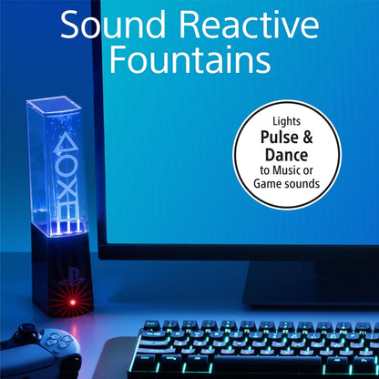 Paladone Playstation Liquid Dancing Lights, Two Sound Reactive Fountains (22 cm/8.7"), Powered by USB Cable, Gaming Desk Accessories
