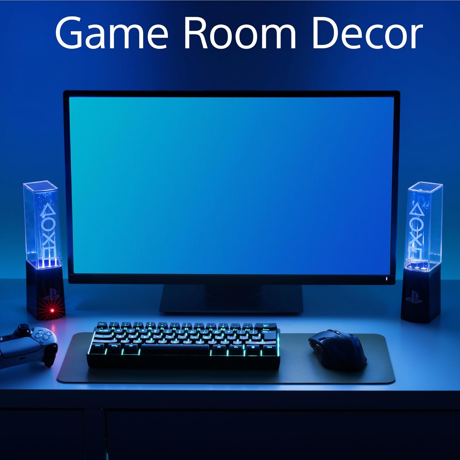 Paladone Playstation Liquid Dancing Lights, Two Sound Reactive Fountains (22 cm/8.7"), Powered by USB Cable, Gaming Desk Accessories