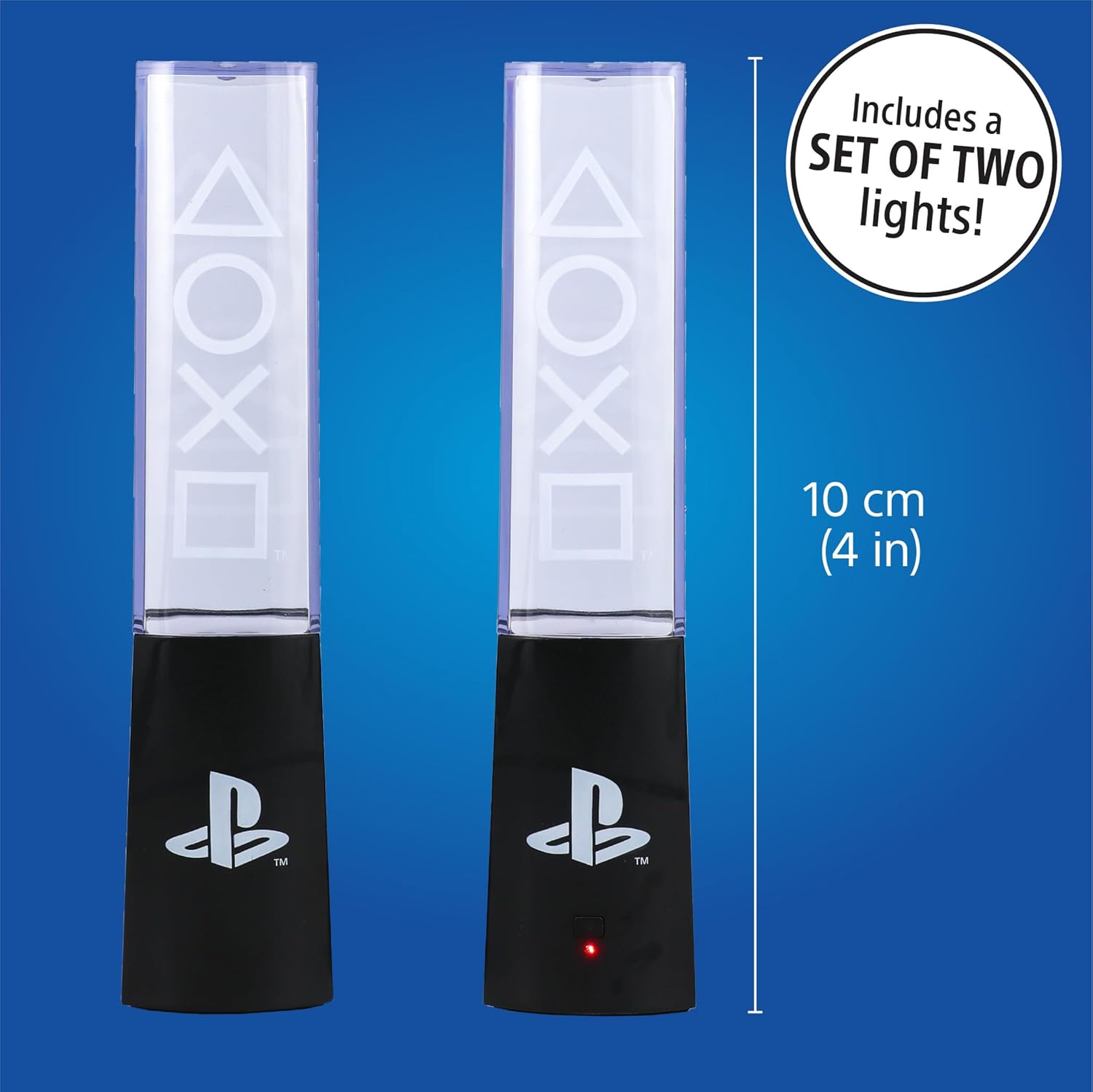Paladone Playstation Liquid Dancing Lights, Two Sound Reactive Fountains (22 cm/8.7"), Powered by USB Cable, Gaming Desk Accessories