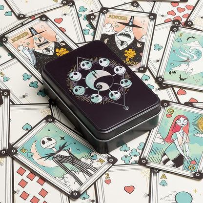 Paladone Nightmare Before Christmas, carte da gioco in scatola di latta da collezione, prodotto con licenza ufficiale, mazzo standard di 52 carte con illustrazioni di personaggi, regalo per i fan di