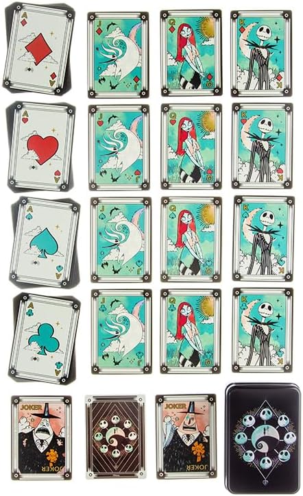 Paladone Nightmare Before Christmas, carte da gioco in scatola di latta da collezione, prodotto con licenza ufficiale, mazzo standard di 52 carte con illustrazioni di personaggi, regalo per i fan di