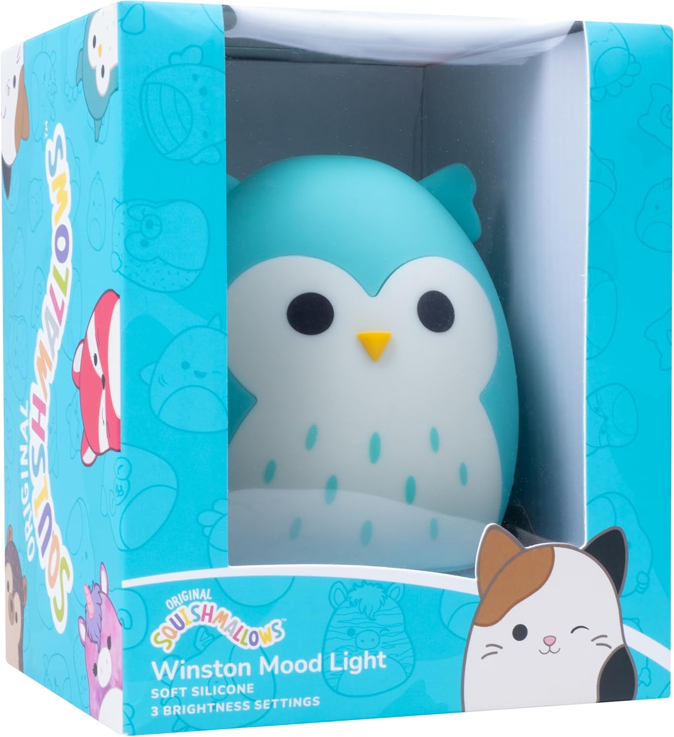 Fizz Creations Squishmallows Mood Light - Winston The Owl. USB o a batteria, luce notturna, design in morbido silicone, cuscinetto sensibile al tocco.