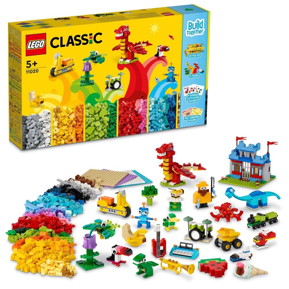 Set da costruzione LEGO Classic 11020, scatola di mattoni per creare un castello, un treno, ecc.