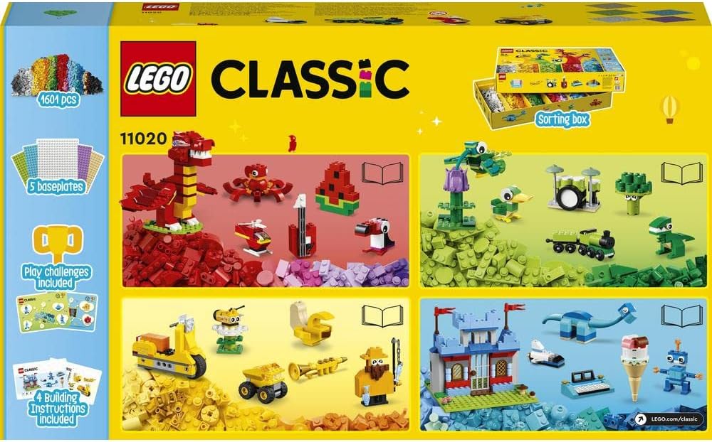 Set da costruzione LEGO Classic 11020, scatola di mattoni per creare un castello, un treno, ecc.