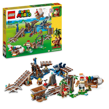 LEGO 71425 Super Mario Diddy Kong's Mine Cart Ride Expansion Set for Kids, Boys & Girls, Build and Play an Iconic Game Level with Toy Track Challenge, Buildable Aeroplane and 4 Character Figures