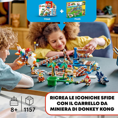 LEGO 71425 Super Mario Diddy Kong's Mine Cart Ride Expansion Set for Kids, Boys & Girls, Build and Play an Iconic Game Level with Toy Track Challenge, Buildable Aeroplane and 4 Character Figures