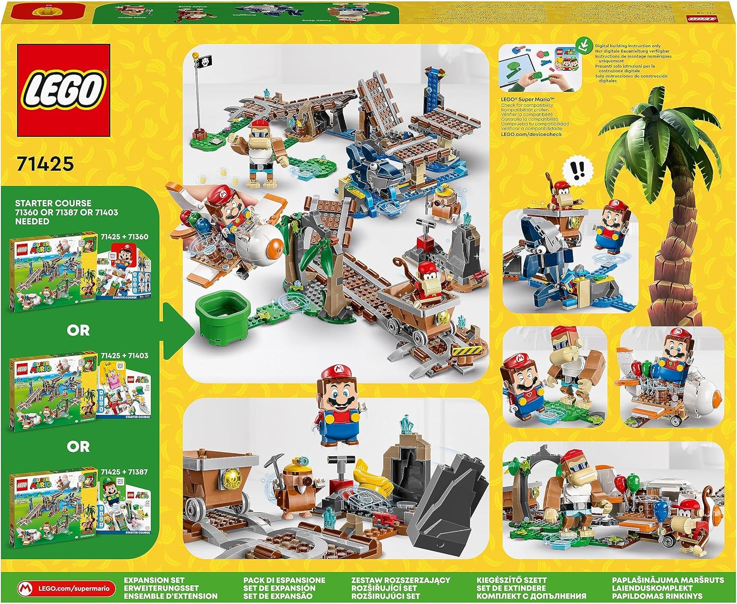 LEGO 71425 Super Mario Diddy Kong's Mine Cart Ride Expansion Set for Kids, Boys & Girls, Build and Play an Iconic Game Level with Toy Track Challenge, Buildable Aeroplane and 4 Character Figures