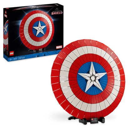 LEGO 76262 Marvel Captain Americas Schild Set, Avengers-Modellbausatz für Erwachsene mit Minifigur, Namensschild und Thors Hammer, sammelbare Infinity-Saga-Geschenkidee für Männer, Frauen, Ihn, Sie Single