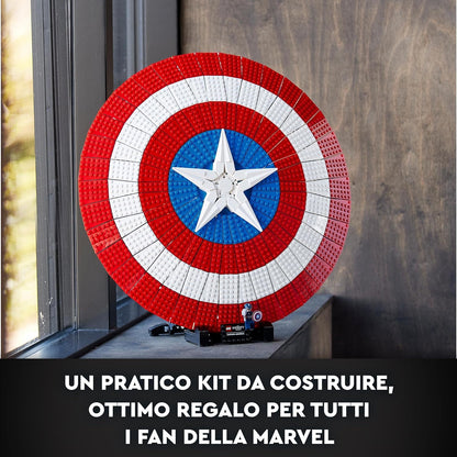 LEGO 76262 Marvel Captain Americas Schild Set, Avengers-Modellbausatz für Erwachsene mit Minifigur, Namensschild und Thors Hammer, sammelbare Infinity-Saga-Geschenkidee für Männer, Frauen, Ihn, Sie Single
