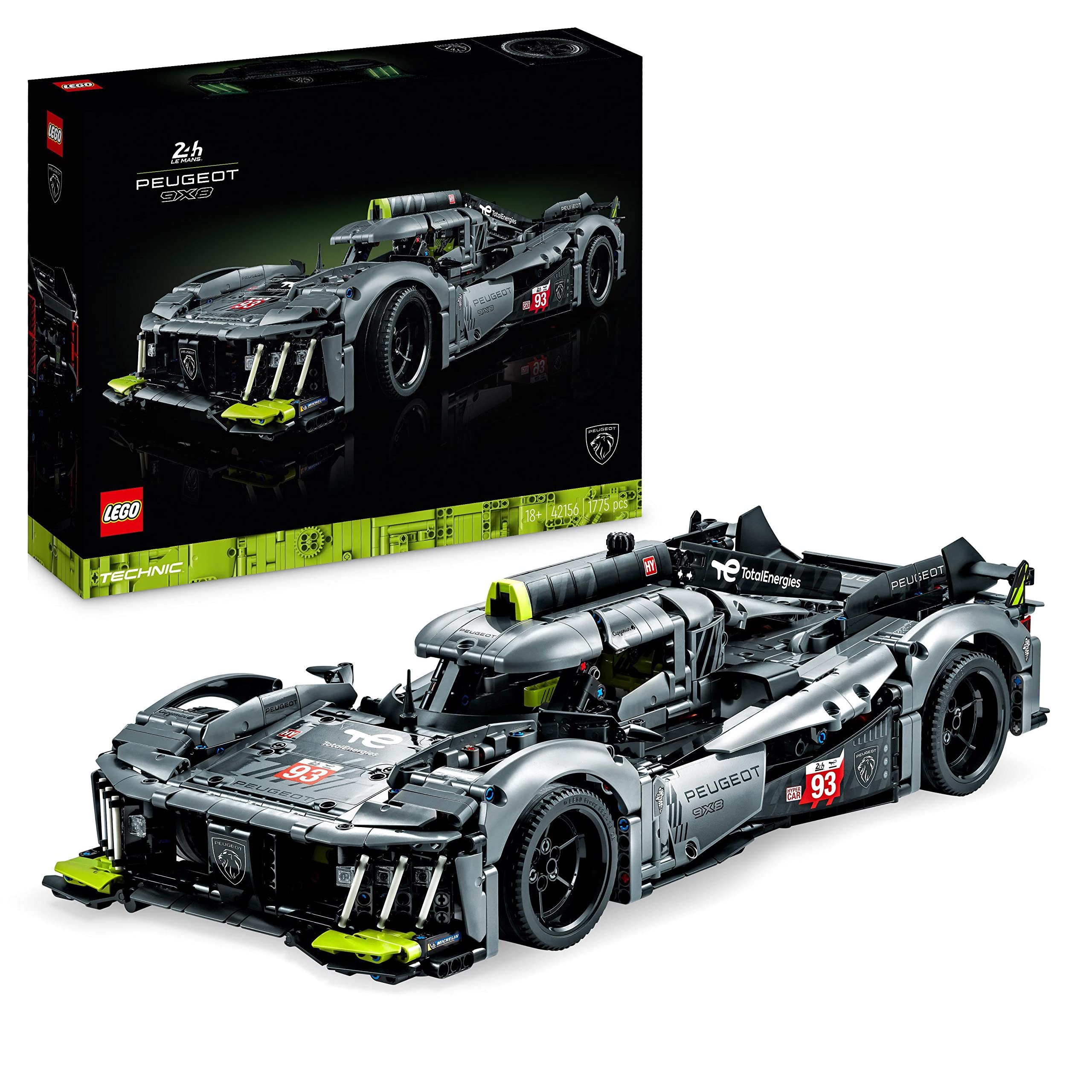 LEGO 42156 Technic Peugeot 9X8 24H Le Mans Hybrid Hypercar, legendärer Rennwagen, Modellauto-Bausatz für Erwachsene, Maßstab 1:10, Motorsport-Auto Sammlerstück für Fortgeschrittene