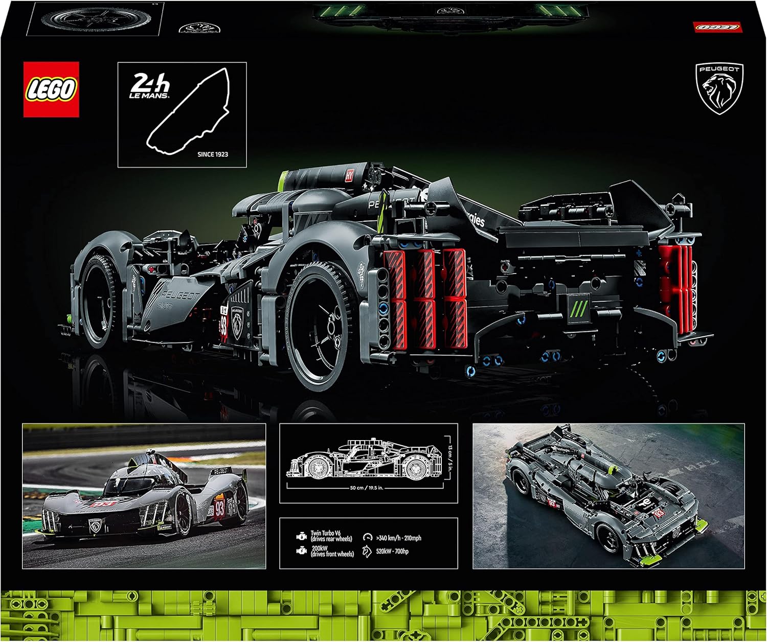 LEGO 42156 Technic Peugeot 9X8 24H Le Mans Hybrid Hypercar, legendärer Rennwagen, Modellauto-Bausatz für Erwachsene, Maßstab 1:10, Motorsport-Auto Sammlerstück für Fortgeschrittene