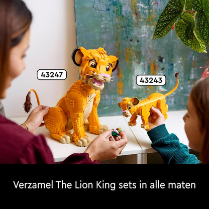 LEGO Disney Young Simba the Lion King, Collectible Animal Figure Building Set, Model Kit for Adults to Build, Home or Office Decor, Nostalgic Gift Idea for Women, Men, Her, Him and Fans 43247