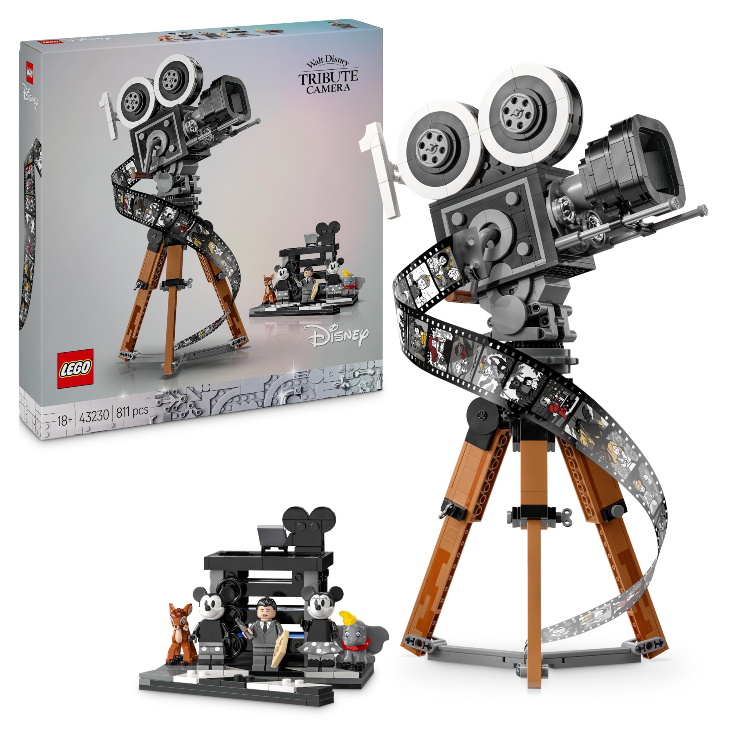 LEGO Disney Cinepresa Omaggio a Walt Disney, Set da Costruire per Adulti con Minifigure di Topolino, Minnie e Personaggi come Bambi e Dumbo, Regali da Collezione per Donna e Uomo, Lei o Lui 43230