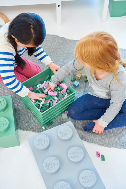 LEGO Aufbewahrungsstein, 2 Noppen, Stapelbare Aufbewahrungsbox, 2,6 l, grün
