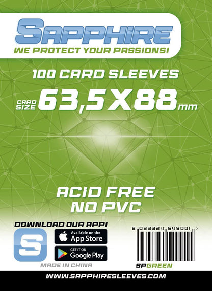 Red Glove Sapphire Card Sleeves Green 63.5x88 mm - 100 pcs