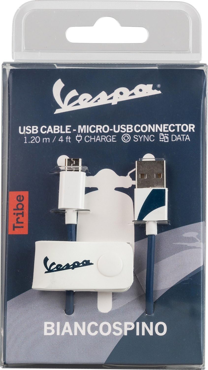 Vespa Cavo Micro USB per Trasmissione Dati e Ricarica per Android, Samsung, HTC, Nokia, Sony e Altri - (120 cm) - Biancospino, Tribe CMR23403